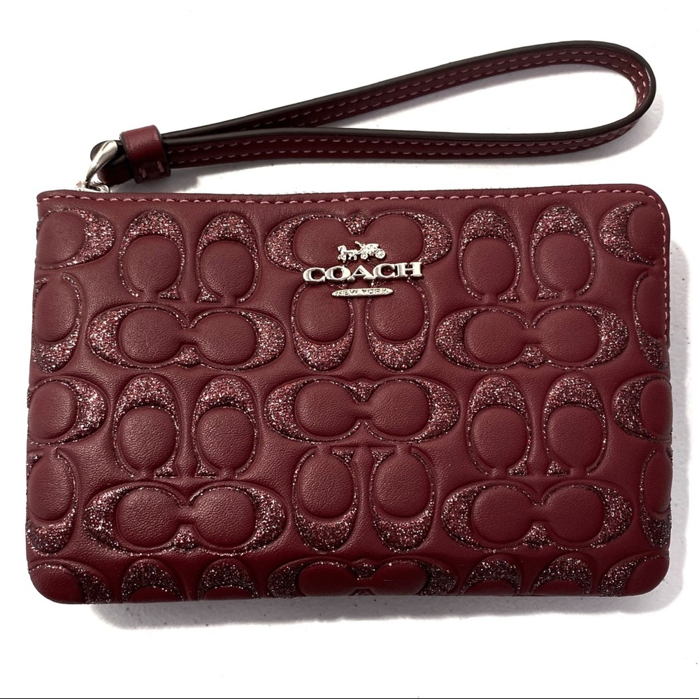 Boxed Corner Zip Wristlet In Signature Leather - Picture 2 of 13